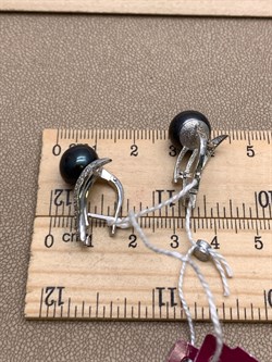 *Серьги Черный Жемчуг д.10,5*11мм арт. 2.0461.0.b-837 Вес 6,78 г - фото 337677