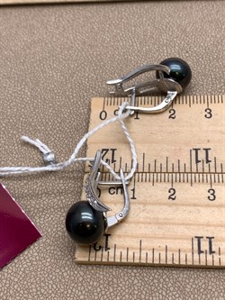 *Серьги Черный Жемчуг д.10,5*11мм арт. 2.0461.0.b-837 Вес 6,78 г - фото 337678