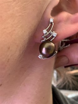 *Серьги Шоколадный Жемчуг д.10,5*11мм арт. 2.0294.0.b-651 Вес 7,69 г - фото 337706 *Серьги Шоколадный Жемчуг д.10,5*11мм арт. 2.0294.0.b-651 Вес 7,69 г - фото 337706