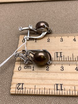 *Серьги Шоколадный Жемчуг д.10,5*11мм арт. 2.0294.0.b-651 Вес 7,69 г - фото 337708 *Серьги Шоколадный Жемчуг д.10,5*11мм арт. 2.0294.0.b-651 Вес 7,69 г - фото 337708