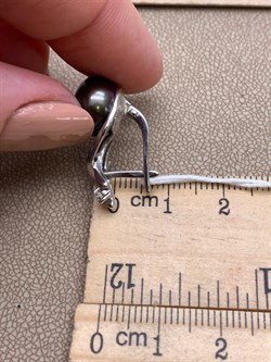 *Серьги Черный Жемчуг д.10,5*11мм арт. 2.0285.0.b-375 Вес 6,55 г - фото 337713 *Серьги Черный Жемчуг д.10,5*11мм арт. 2.0285.0.b-375 Вес 6,55 г - фото 337713