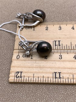 *Серьги Черный Жемчуг д.10,5*11мм арт. 2.0285.0.b-375 Вес 6,55 г - фото 337715 *Серьги Черный Жемчуг д.10,5*11мм арт. 2.0285.0.b-375 Вес 6,55 г - фото 337715