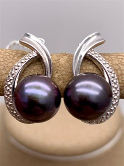 *Серьги Черный Жемчуг д.9*9,5мм арт. 2.0351.0.b-987 Вес 5,24 г - фото 337758