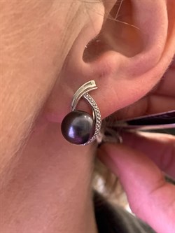 *Серьги Черный Жемчуг д.9*9,5мм арт. 2.0351.0.b-987 Вес 5,24 г - фото 337759