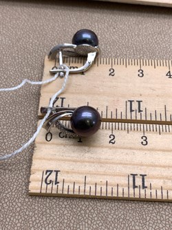 *Серьги Черный Жемчуг д.9*9,5мм арт. 2.0351.0.b-987 Вес 5,24 г - фото 337761