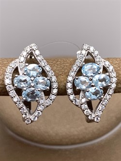 *СЕРЬГИ Голубой Топаз арт. E00372-945, (вес 4,85 г) - фото 337775