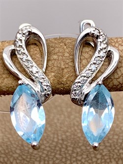*Серьги Голубой Топаз арт. E00318-809 Вес 3,8 г - фото 337786