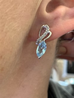 *Серьги Голубой Топаз арт. E00318-809 Вес 3,8 г - фото 337788