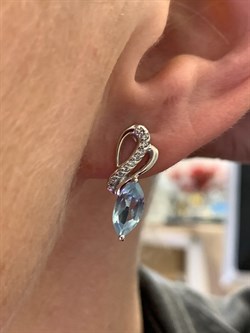 *Серьги Голубой Топаз арт. E00318-809 Вес 3,8 г - фото 337789