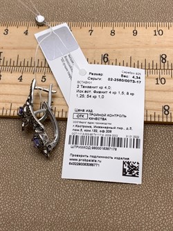 *Серьги Танзанит арт. 02-2560/00ТЗ-17-771 вес 4,34 г - фото 338142 *Серьги Танзанит арт. 02-2560/00ТЗ-17-771 вес 4,34 г - фото 338142