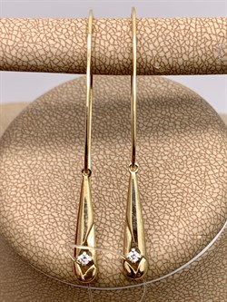 *Серьги Петли Белый Бр цв Лимонное арт. 23719-300-274 (вес 3,55 г) - фото 338488 *Серьги Петли Белый Бр цв Лимонное арт. 23719-300-274 (вес 3,55 г) - фото 338488