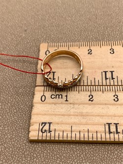 *Кольцо р.16,5 Белый Бр цв Красное арт. 12590-100-181 (вес 2,36 г) - фото 338668