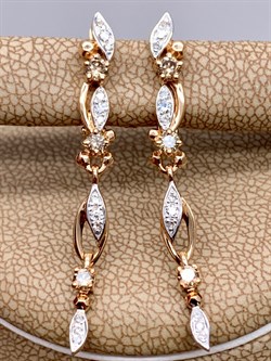 *Серьги  Бриллиант Коньячный Микс цв Красное арт. 23203-117-419 (вес 3,58 г) - фото 339472 *Серьги  Бриллиант Коньячный Микс цв Красное арт. 23203-117-419 (вес 3,58 г) - фото 339472