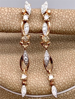 *Серьги  Бриллиант Коньячный Микс цв Красное арт. 23203-117-419 (вес 3,58 г) - фото 339473 *Серьги  Бриллиант Коньячный Микс цв Красное арт. 23203-117-419 (вес 3,58 г) - фото 339473