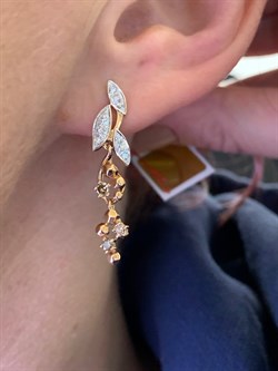 *Серьги  Бриллиант Коньячный Микс цв Красное арт. 23204-117-703 (вес 4,73 г) - фото 339478 *Серьги  Бриллиант Коньячный Микс цв Красное арт. 23204-117-703 (вес 4,73 г) - фото 339478