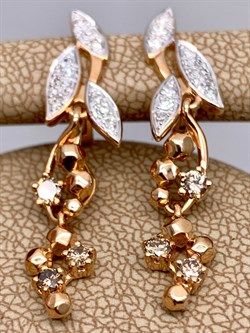 *Серьги  Бриллиант Коньячный Микс цв Красное арт. 23204-117-703 (вес 4,73 г) - фото 339479 *Серьги  Бриллиант Коньячный Микс цв Красное арт. 23204-117-703 (вес 4,73 г) - фото 339479