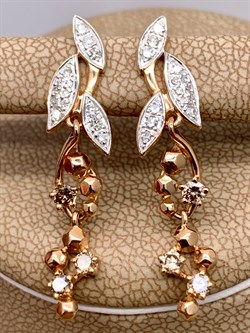 *Серьги  Бриллиант Коньячный Микс цв Красное арт. 23204-117-703 (вес 4,73 г) - фото 339481 *Серьги  Бриллиант Коньячный Микс цв Красное арт. 23204-117-703 (вес 4,73 г) - фото 339481