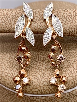 *Серьги  Бриллиант Коньячный Микс цв Красное арт. 23204-117-703 (вес 4,73 г) - фото 339482 *Серьги  Бриллиант Коньячный Микс цв Красное арт. 23204-117-703 (вес 4,73 г) - фото 339482