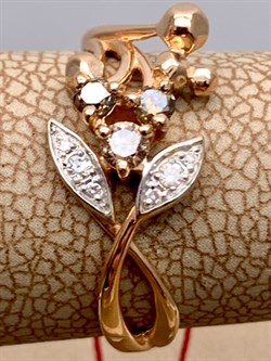 *Кольцо р.16,5 Бриллиант Коньячный Микс цв Красное арт. 13202-117-819 (вес 2,25 г) - фото 339501