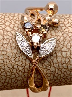 *Кольцо р.16,5 Бриллиант Коньячный Микс цв Красное арт. 13202-117-819 (вес 2,25 г) - фото 339502