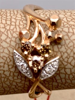 *Кольцо р.16,5 Бриллиант Коньячный Микс цв Красное арт. 13202-117-819 (вес 2,25 г) - фото 339504