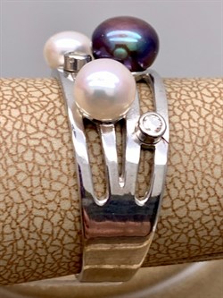 *Кольцо р.19 Жемчуг Микс д.5*5,5 д.5,5*6 д.6,5*7мм арт. 1.0107.0.b-046 Вес 4,42 г - фото 339603