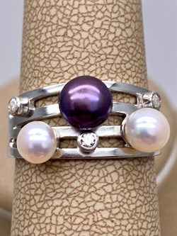 *Кольцо р.19 Жемчуг Микс д.5*5,5 д.5,5*6 д.6,5*7мм арт. 1.0107.0.b-046 Вес 4,42 г - фото 339604