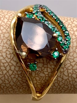 *Кольцо р.18,5 Дымчатый Кварц арт. AS-R00460-X-G-BR-X-Gg-207 вес 3,22 г - фото 340039