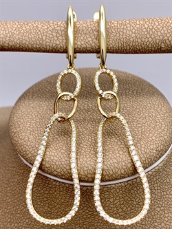 *Серьги Белый Фианит Микро вставки арт. CZ-E2517-6-X-L-X-X-W-059 вес 5,8 г - фото 340048