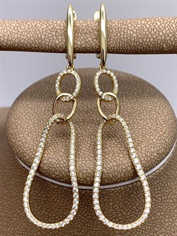 *Серьги Белый Фианит Микро вставки арт. CZ-E2517-6-X-L-X-X-W-059 вес 5,8 г - фото 340049