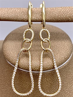 *Серьги Белый Фианит Микро вставки арт. CZ-E2517-6-X-L-X-X-W-059 вес 5,8 г - фото 340050