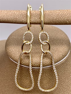 *Серьги Белый Фианит Микро вставки арт. CZ-E2517-6-X-L-X-X-W-059 вес 5,8 г - фото 340051