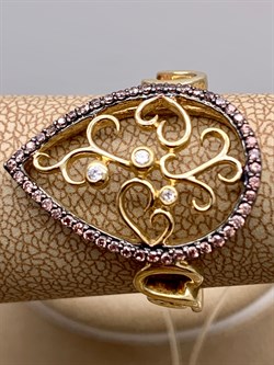 *Кольцо р.18,5 Коньячный Фианит арт. NR-R00461-X-G-W-X-BR-595 вес 3,7 г - фото 340079