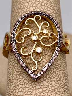 *Кольцо р.18,5 Коньячный Фианит арт. NR-R00461-X-G-W-X-BR-595 вес 3,7 г - фото 340081