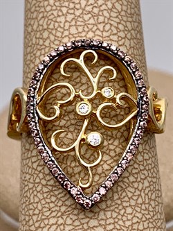 *Кольцо р.18,5 Коньячный Фианит арт. NR-R00461-X-G-W-X-BR-595 вес 3,7 г - фото 340082