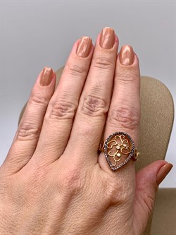 *Кольцо р.18,5 Коньячный Фианит арт. NR-R00461-X-G-W-X-BR-595 вес 3,7 г - фото 340083