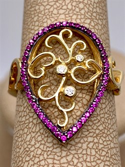 *Кольцо р.18,5 Рубин арт. NR-R00461-X-G-W-X-R-656 вес 3,7 г - фото 340093