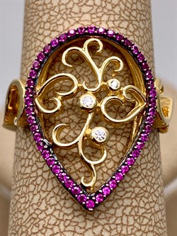 *Кольцо р.18,5 Рубин арт. NR-R00461-X-G-W-X-R-656 вес 3,7 г - фото 340094