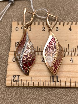 *Серьги Фианит, Эмаль цв Красное арт. 02-3842-00-401-1110-48-420 (вес 4,75 г) - фото 340142 *Серьги Фианит, Эмаль цв Красное арт. 02-3842-00-401-1110-48-420 (вес 4,75 г) - фото 340142