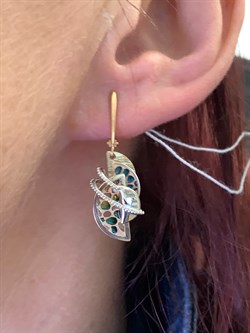 *Серьги Эмаль цв Лимонное, Красное, Белое рт. 02-4185-00-000-1140-48-554 (вес 3,98 г) - фото 340370