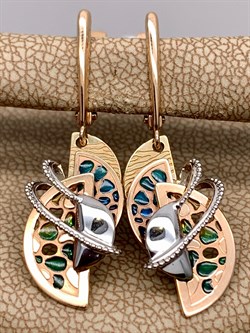 *Серьги Эмаль цв Лимонное, Красное, Белое рт. 02-4185-00-000-1140-48-554 (вес 3,98 г) - фото 340372