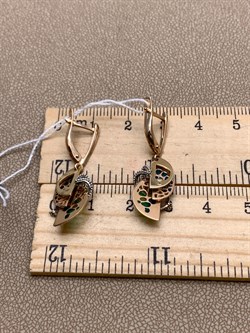 *Серьги Эмаль цв Лимонное, Красное, Белое рт. 02-4185-00-000-1140-48-554 (вес 3,98 г) - фото 340374