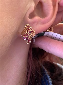 *Серьги Эмаль цв Красное арт. 02-3777-00-000-1110-25-837 (вес 3,93 г) - фото 340412