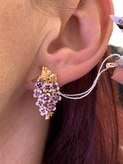 *Серьги Сирень Фианит, Эмаль цв Красное арт. 02-3885-00-404-1110-48-089 (вес 4,29 г) - фото 340428