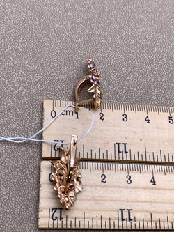 *Серьги Сирень Фианит, Эмаль цв Красное арт. 02-3885-00-404-1110-48-089 (вес 4,29 г) - фото 340431