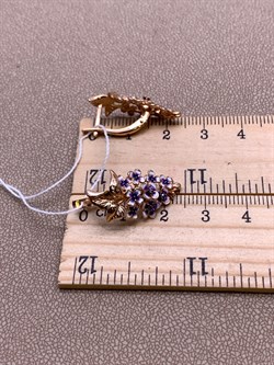 *Серьги Сирень Фианит, Эмаль цв Красное арт. 02-3885-00-404-1110-48-089 (вес 4,29 г) - фото 340432