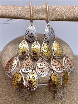 *Серьги цв Лимонное, Красное, Белое арт. 02-3629-00-000-1140-48-043 (вес 5,46 г) - фото 340682