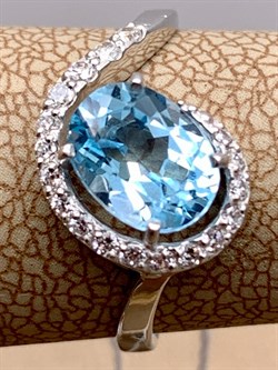 *Кольцо р.17 Топаз, Фианит цв Белое арт. 01-4289-00-207-1120-46-931 (вес 2,29 г) - фото 341215