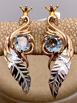 *Серьги Топаз цв Красное и Белое арт. 02-4689-00-201-1111-76-077 (вес 2,79 г) - фото 341303