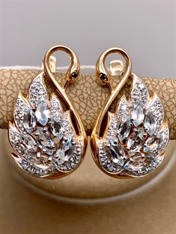 *Серьги Топаз, Фианит цв Красное арт. 02-3740-00-207-1110-46-671 (вес 4,85 г) - фото 341326